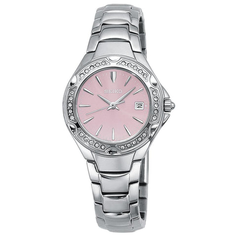 Seiko Women's SXDC53 Crystal Sporty Dress Pink Dial Watch – Exact Time Corp.