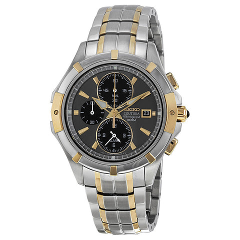 Seiko Men's SNAE56 Coutura Chronograph Gray Dial Two-Tone Stainless St –  Exact Time Corp.