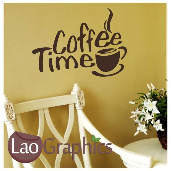 Coffee Time Large Kitchen Quote Wall  Stickers Home  Decor  