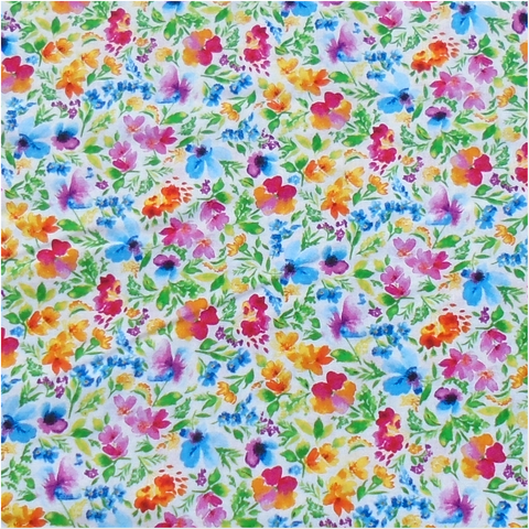 Bright Watercolor Floral Fabric