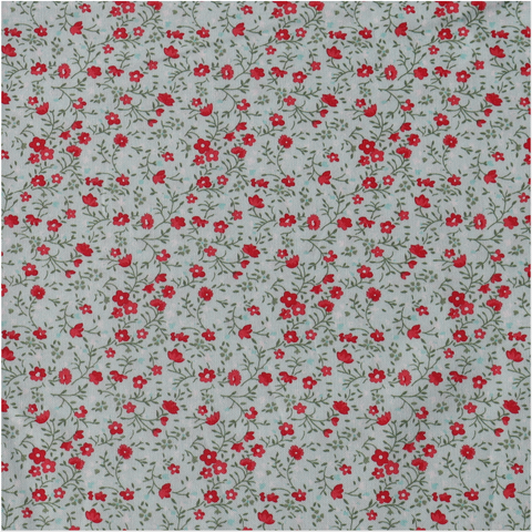 Red Floral Mint Fabric