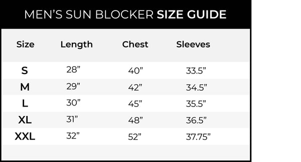 Men's Sun Blocker Size Guide