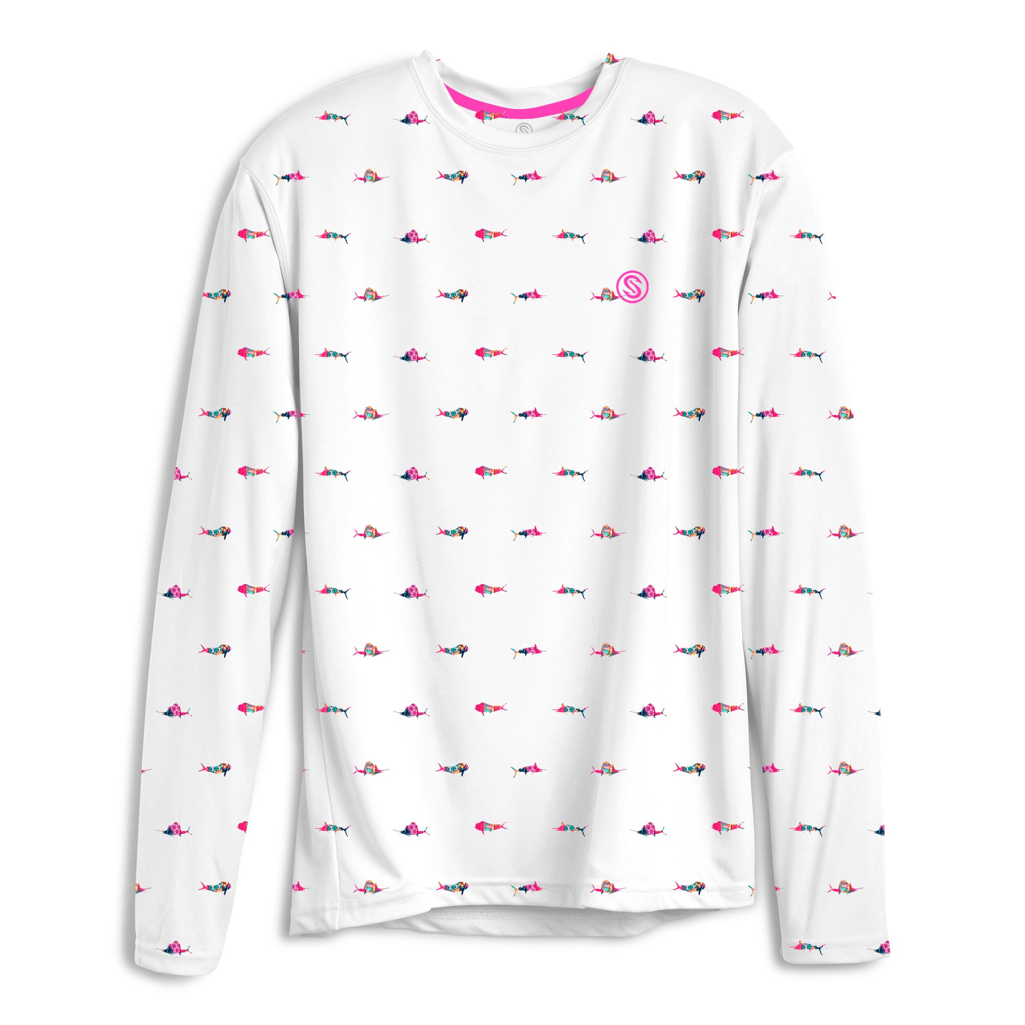 Scales Trippy Fish LS Performance in White Size XL