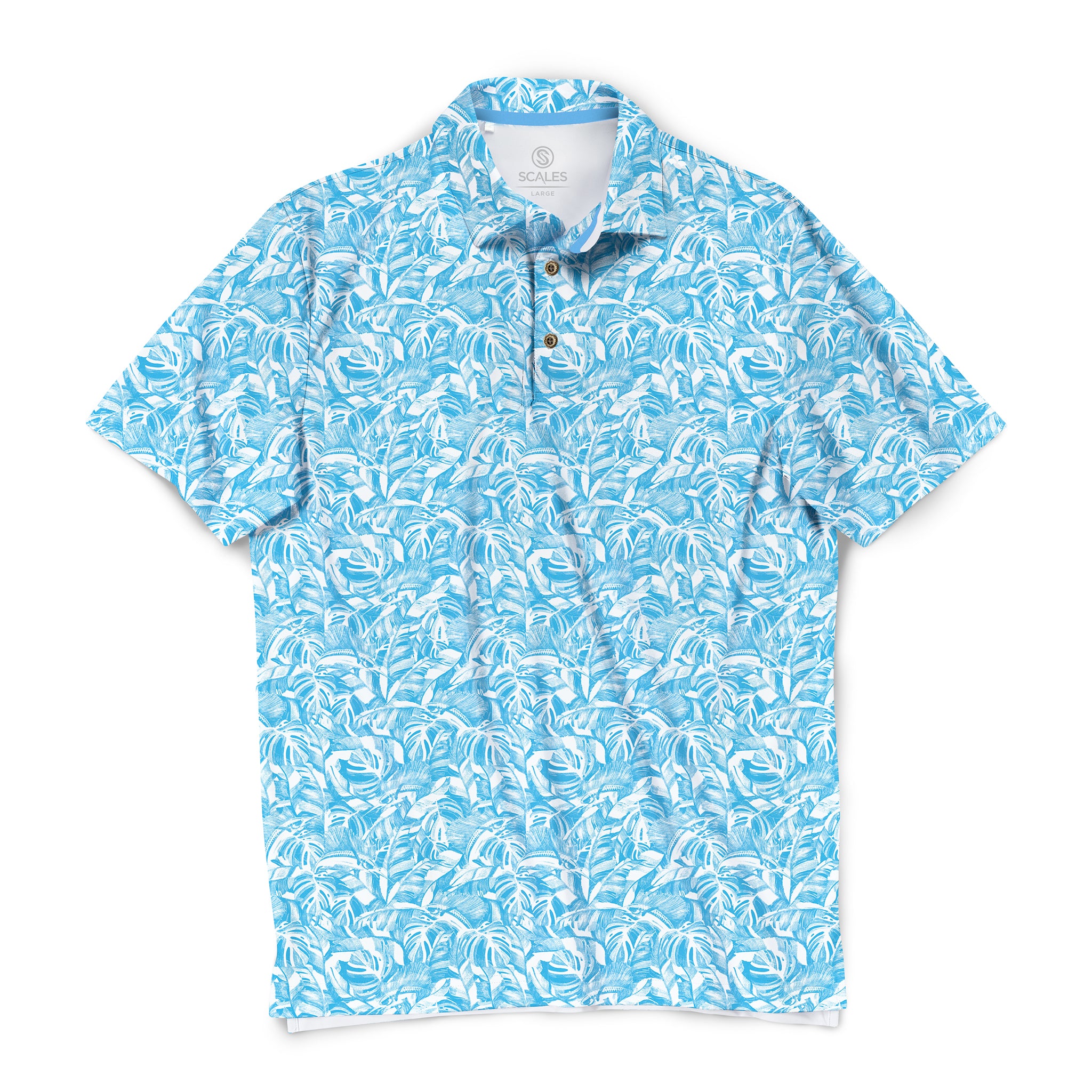 Scales Jungle Sail Polo in Powder Blue Size L