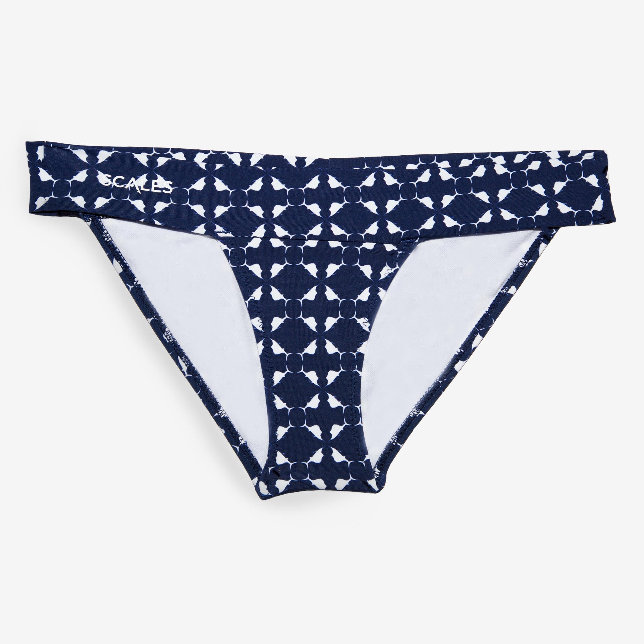 Scales Women's Swimwear Nautical Sailfish Banded Bottom Added Coverage in Navy Size L