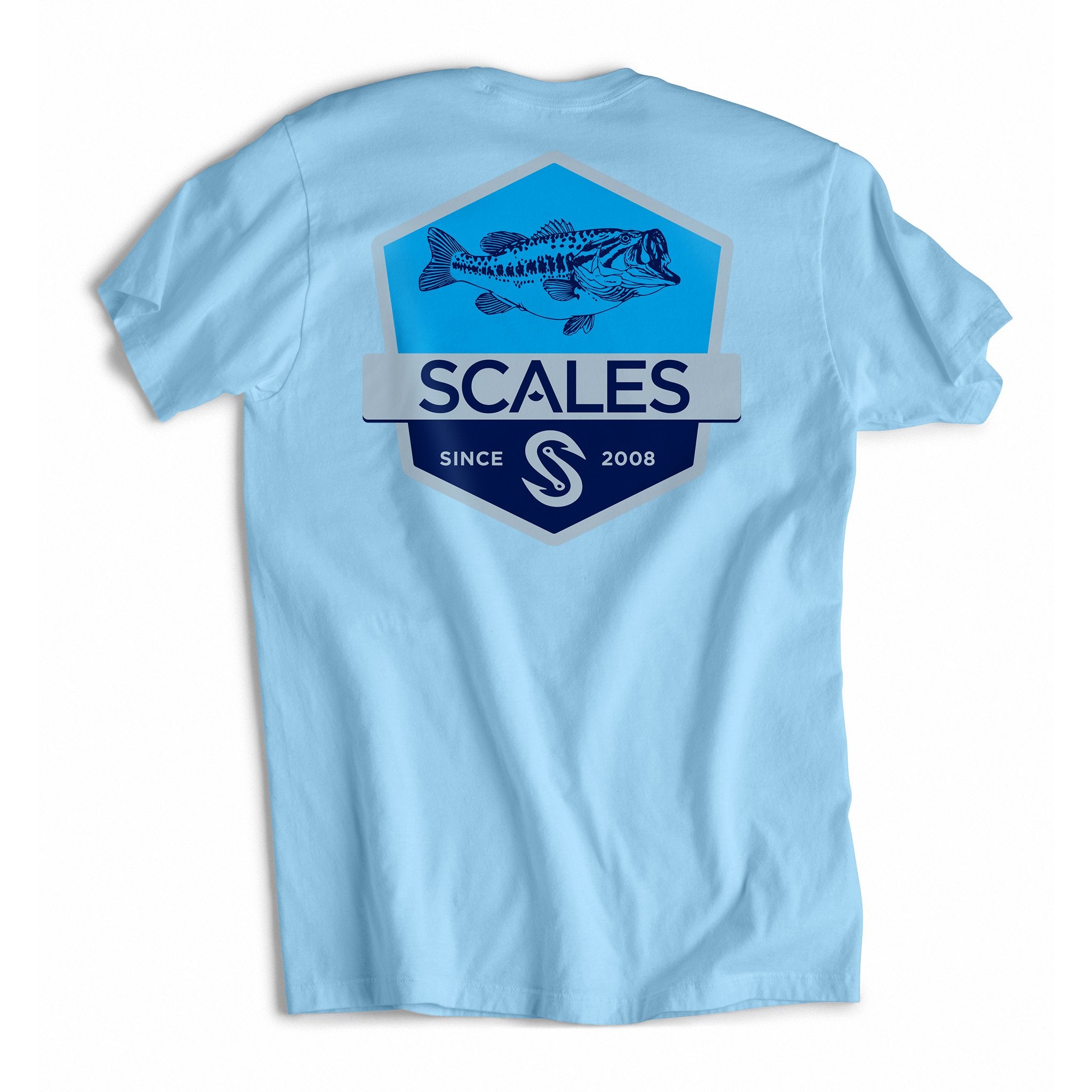 Scales Bass Badge Premium SS Tee in Powder Blue Size L