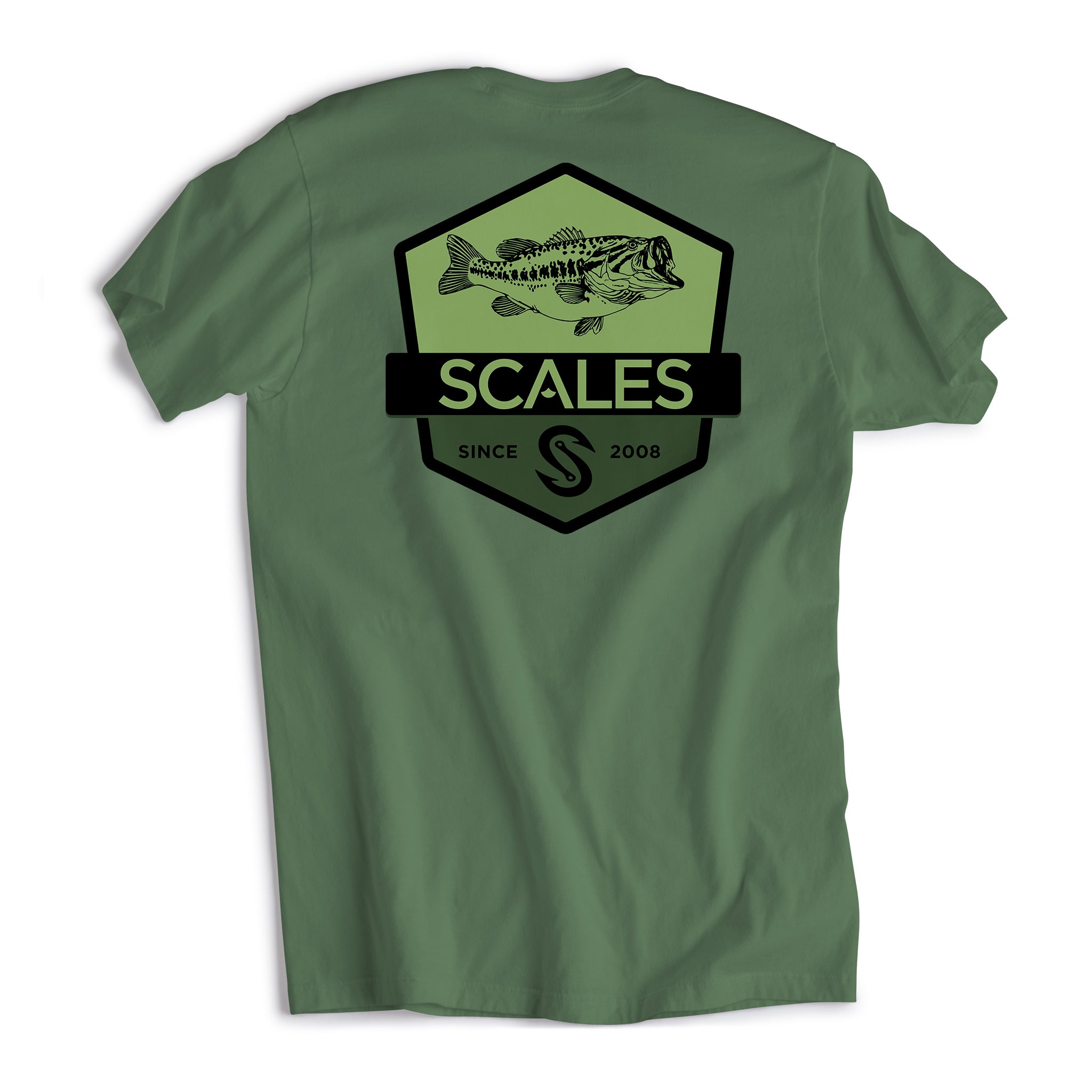 Scales Bass Badge Premium SS Tee in Military Green Size 2XL