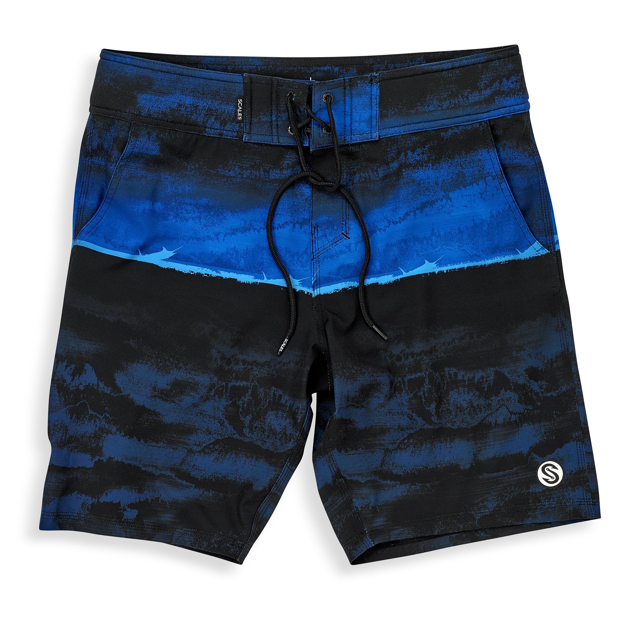 Scales In The Spread First Mates Boardshorts in Electric Blue Size W40