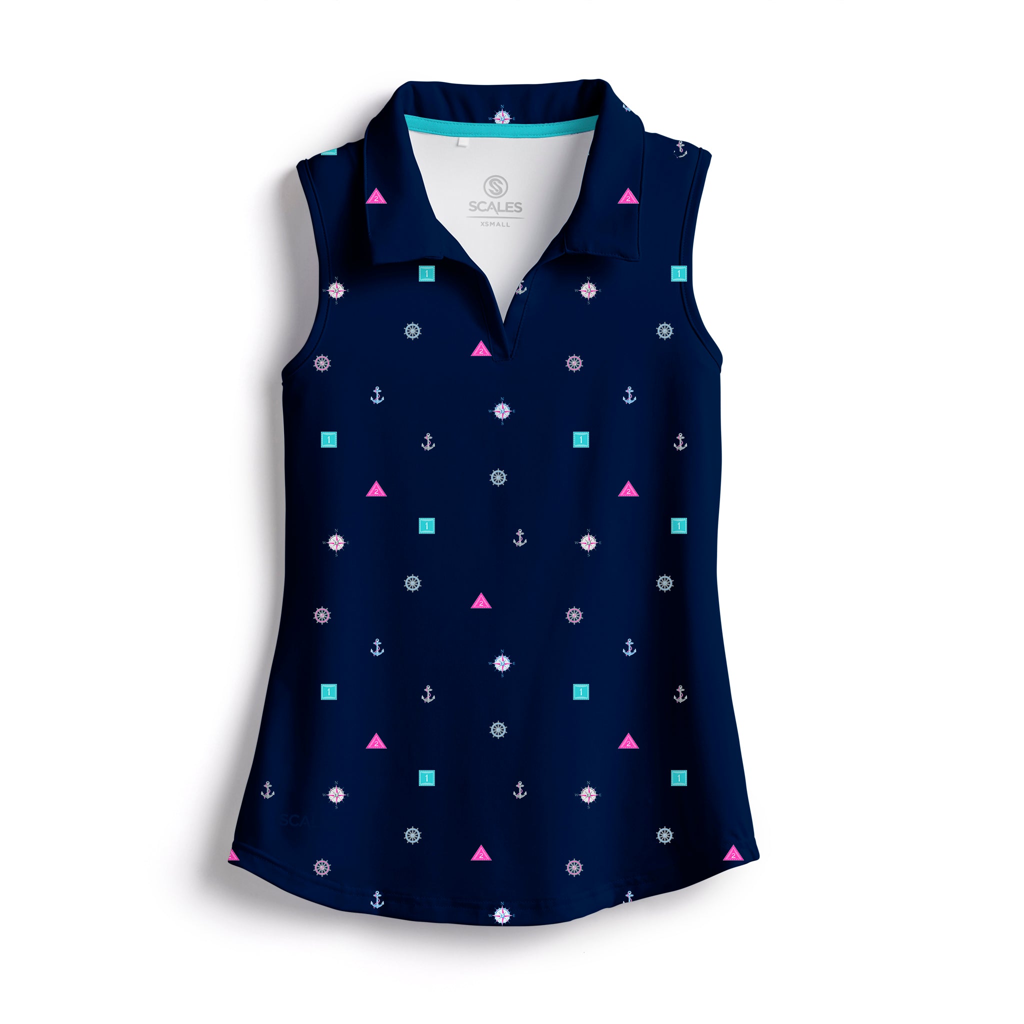 Scales Qualified Womens Sleeveless Polo in Navy Size S