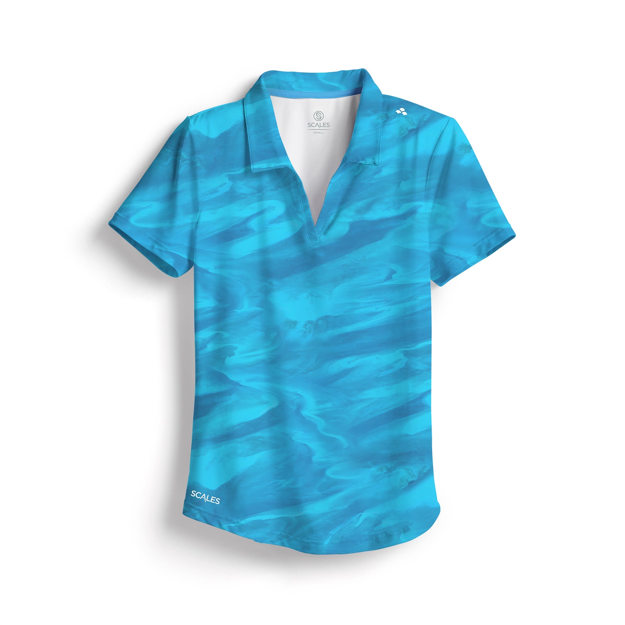 Scales Bahamas Current Womens Polo in Aqua Size L