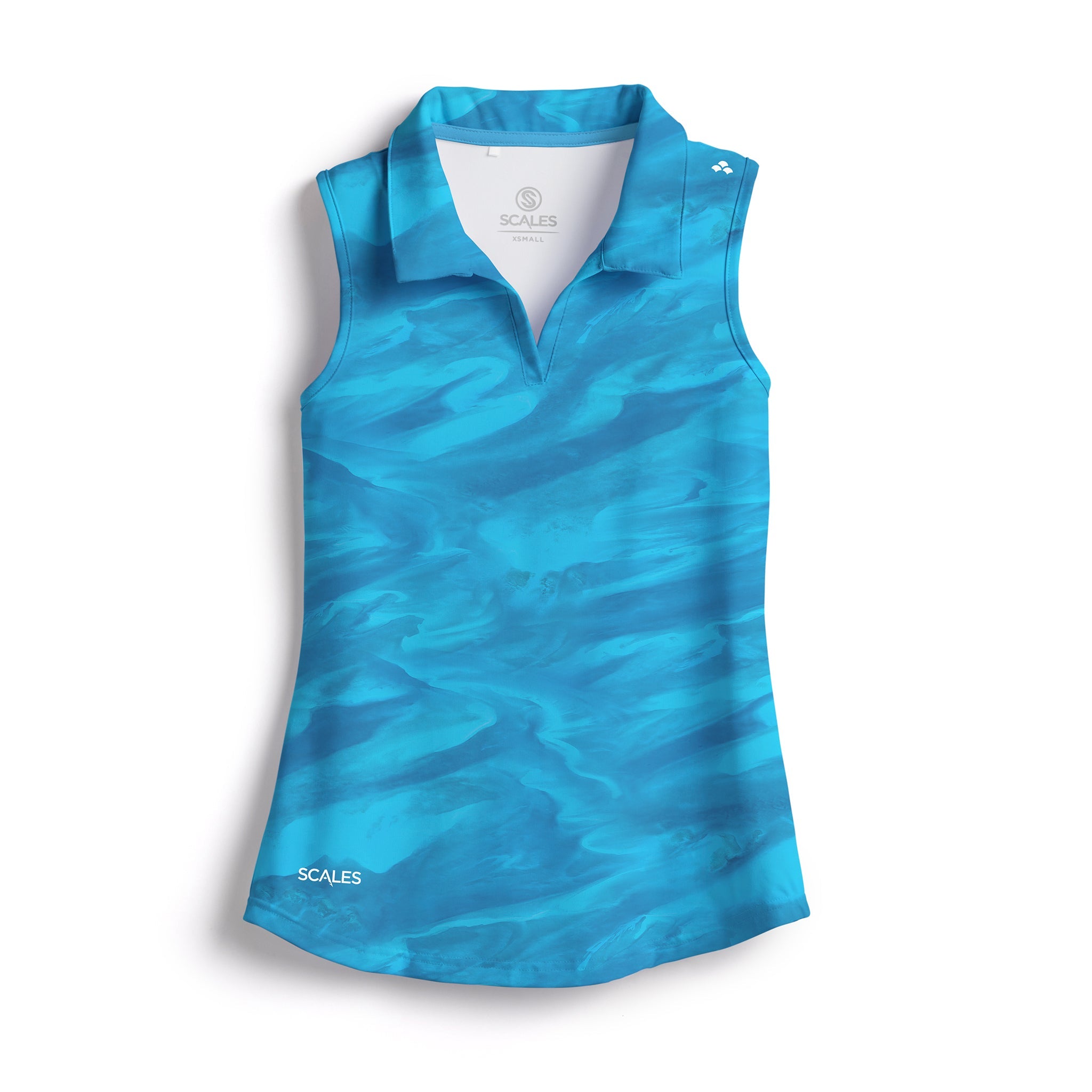 Scales Bahamas Current Womens Sleeveless Polo in Aqua Size XL