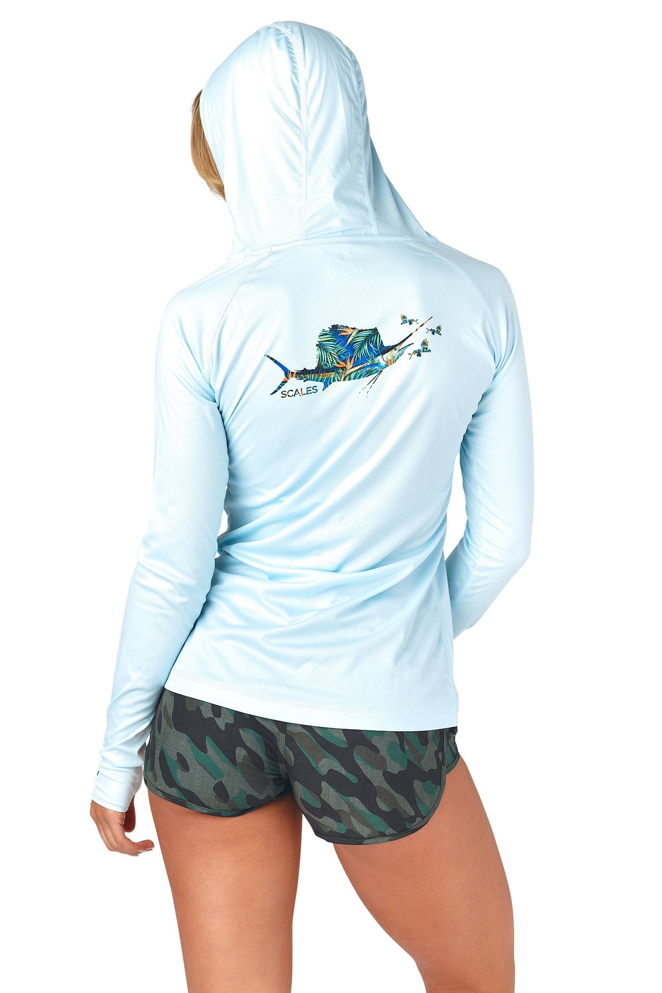 Scales Fly Sail Pro Performance Hoodie in Light Blue Size L