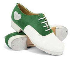 Suede / Patent Leather in Green/White