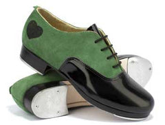 Suede/Patent Leather in Green/Black with Black tongue