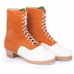 Leather/Suede in Orange/White