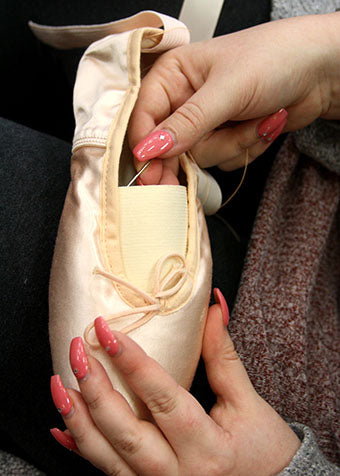How to sew elastic bands onto ballet shoes tutorial