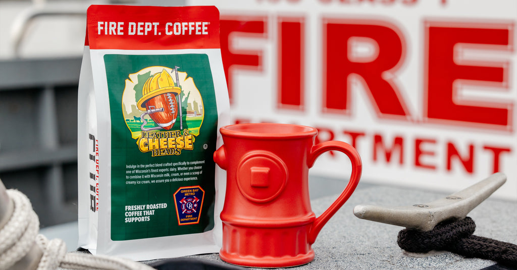 Bag of coffee and mug onboard the rescue boat of the Green Bay Metro Fire Department.