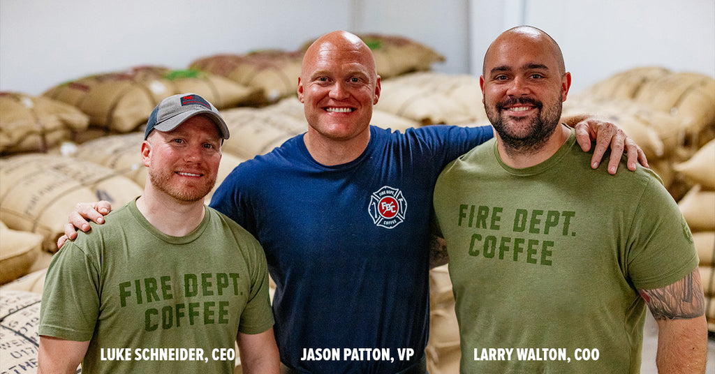 Luke Schneider, Jason Patton, and Larry Walton of Fire Dept. Coffee.