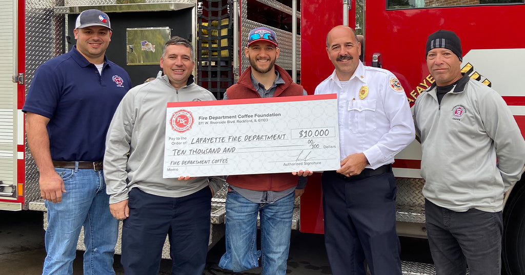 Lafayette Fire Department, Firefighters, Fire Department Coffee Foundation, $10,000 Donation