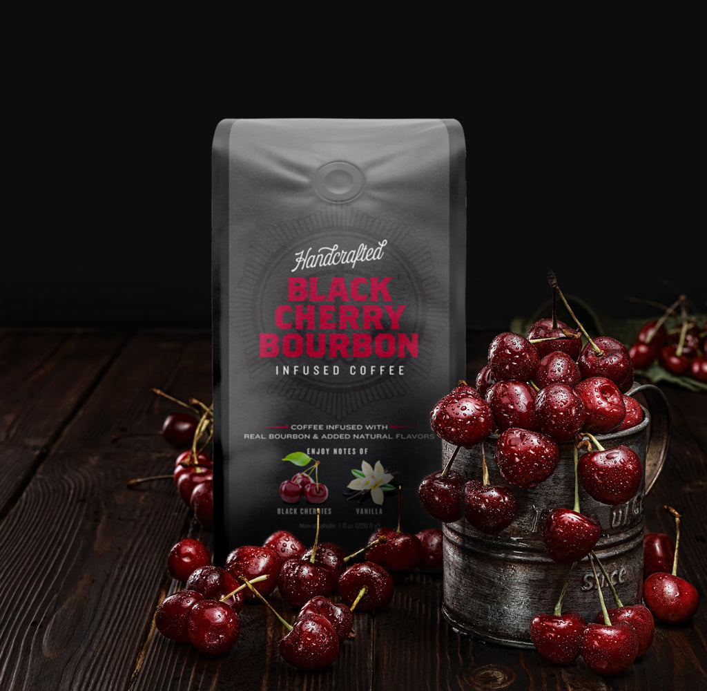 Spirit Infused Coffee Club, Black Cherry Bourbon Infused Coffee, 8oz Coffee Bag