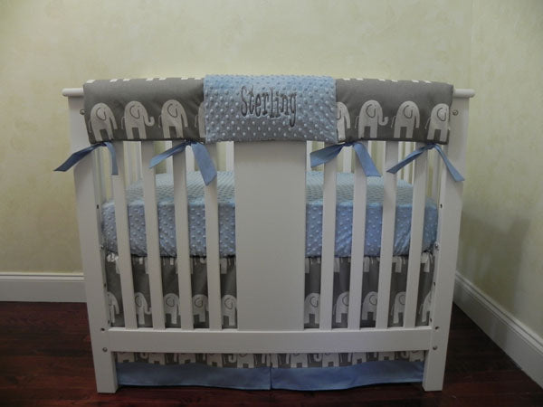 blue mini crib