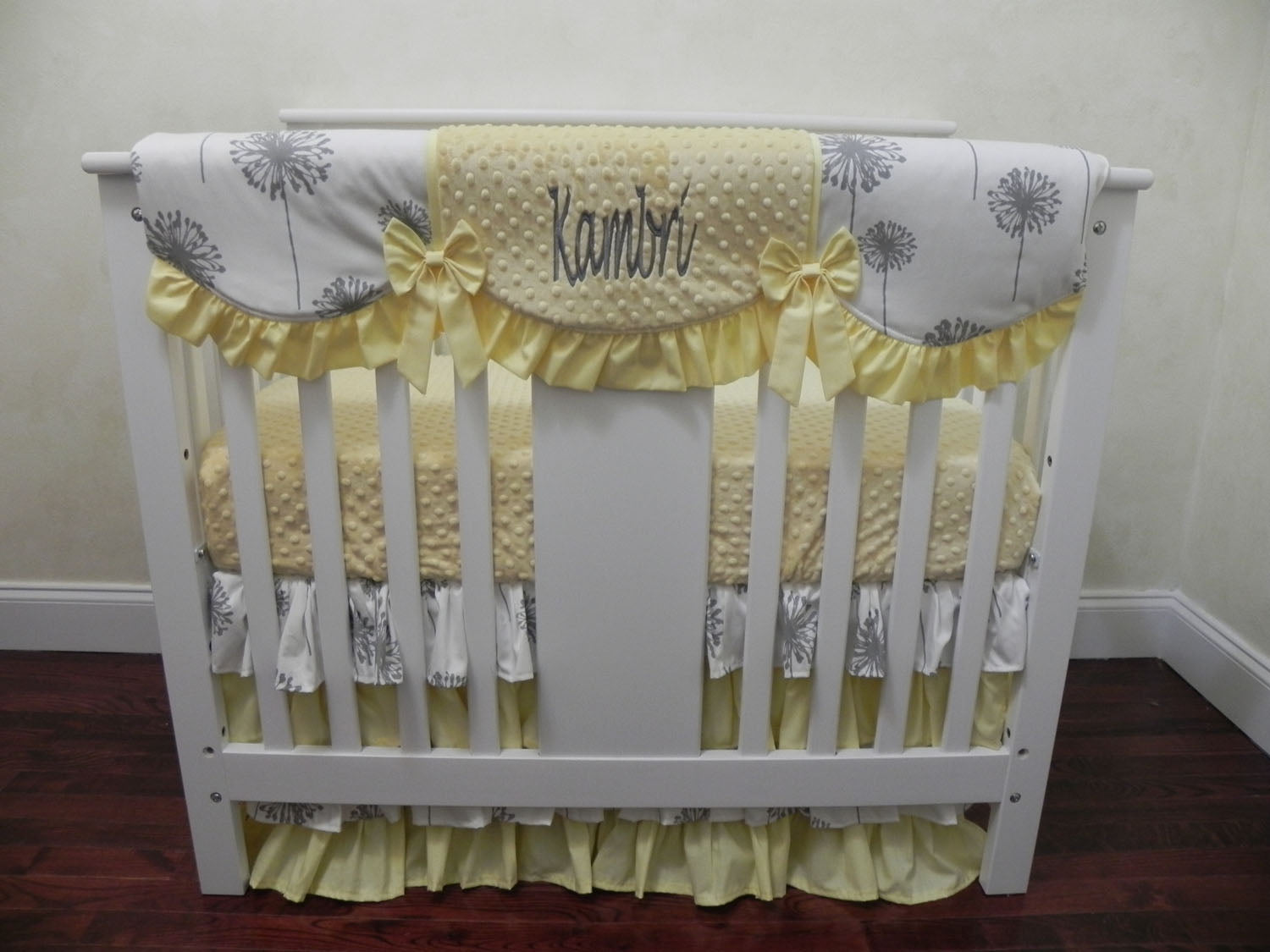 Gray And Yellow Mini Crib Bedding Set Girl Mini Crib Baby