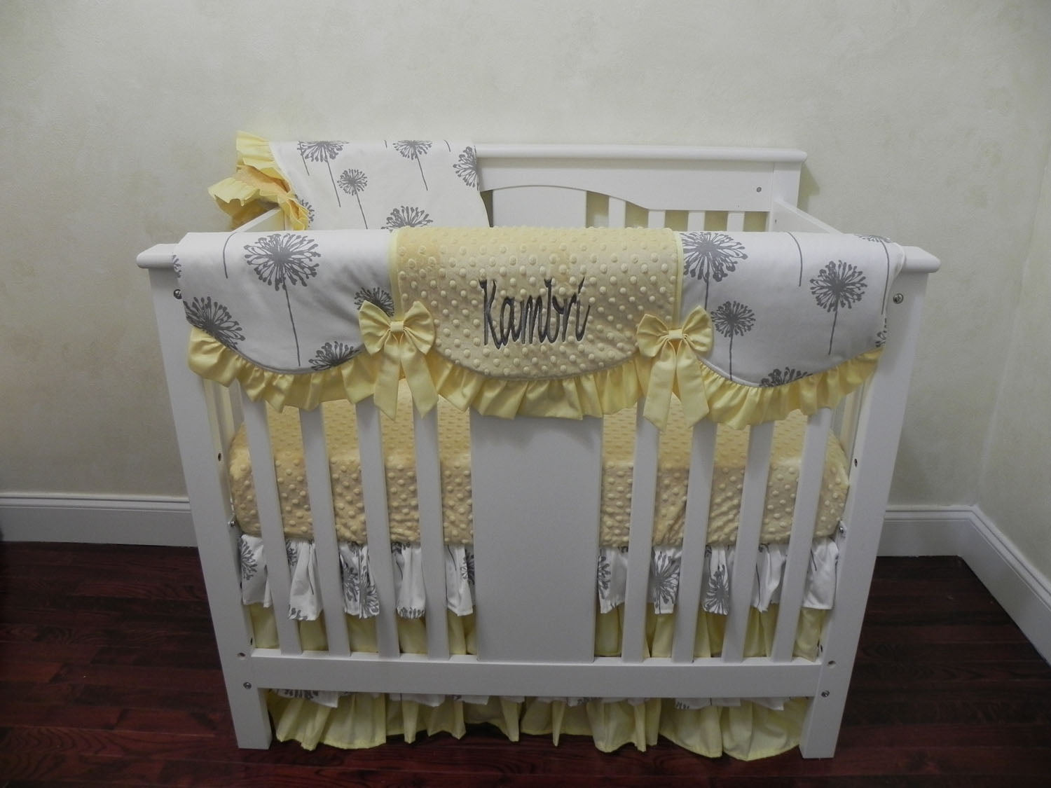 Gray And Yellow Mini Crib Bedding Set Girl Mini Crib Baby