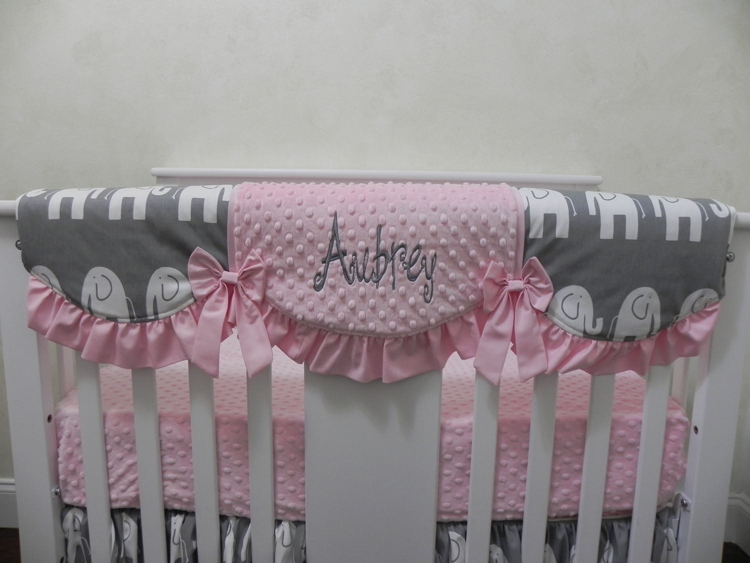 Pink And Gray Elephant Mini Crib Bedding Set Girl Mini Crib Baby