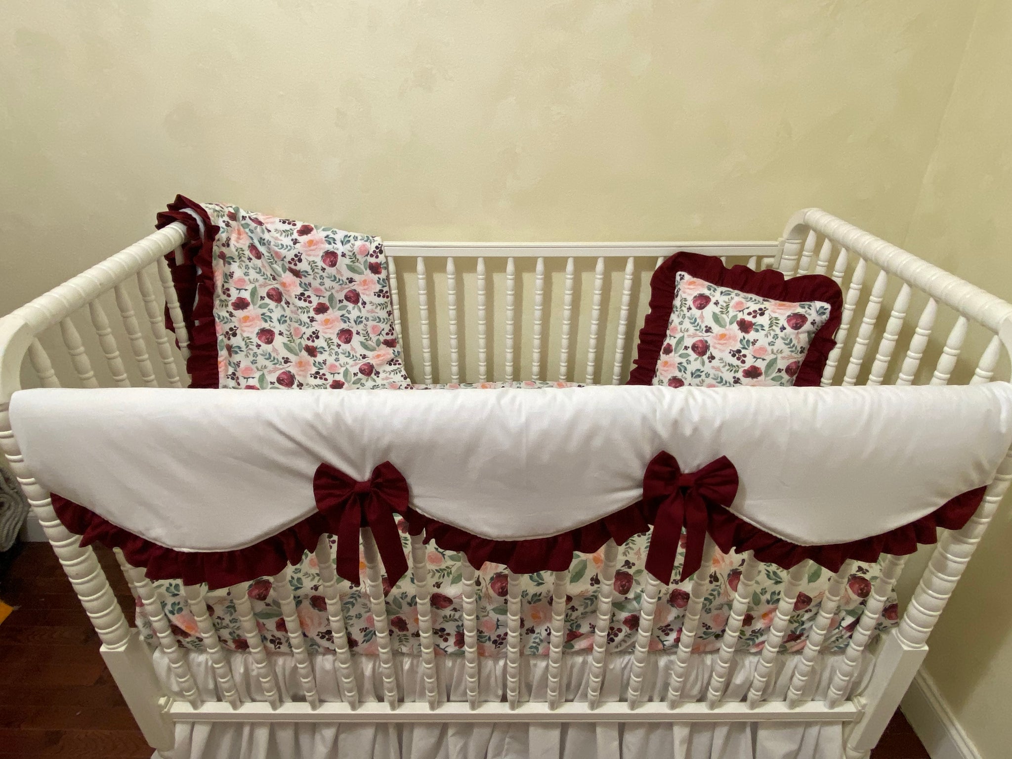 burgundy crib bedding