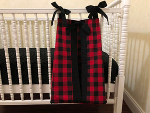 red and black plaid crib skirt