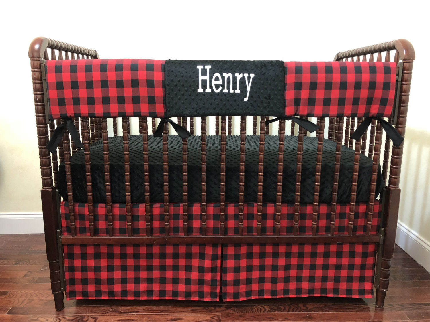 red plaid crib skirt