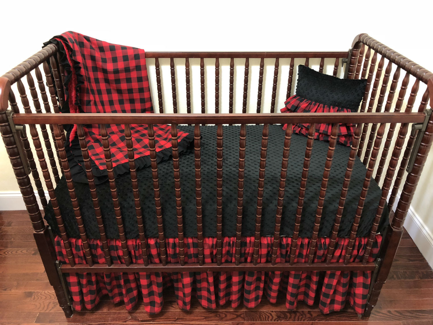 red plaid crib skirt