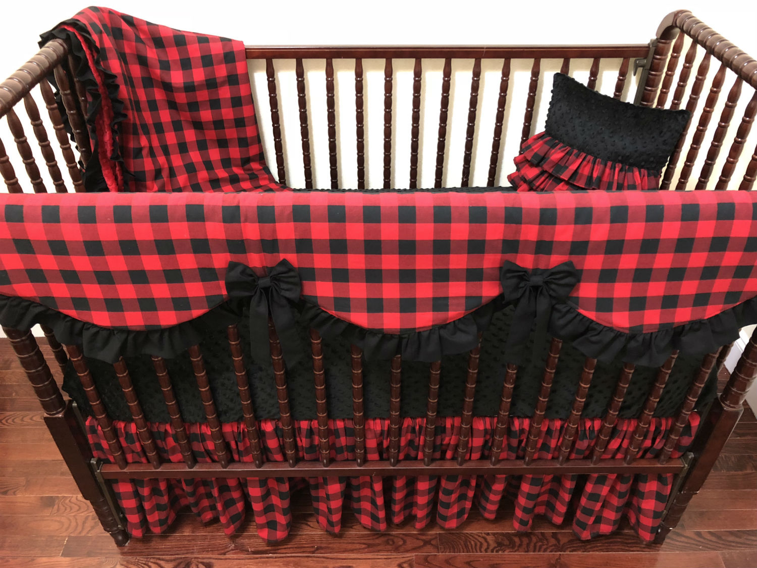 red plaid crib bedding