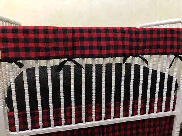 red and black plaid crib skirt