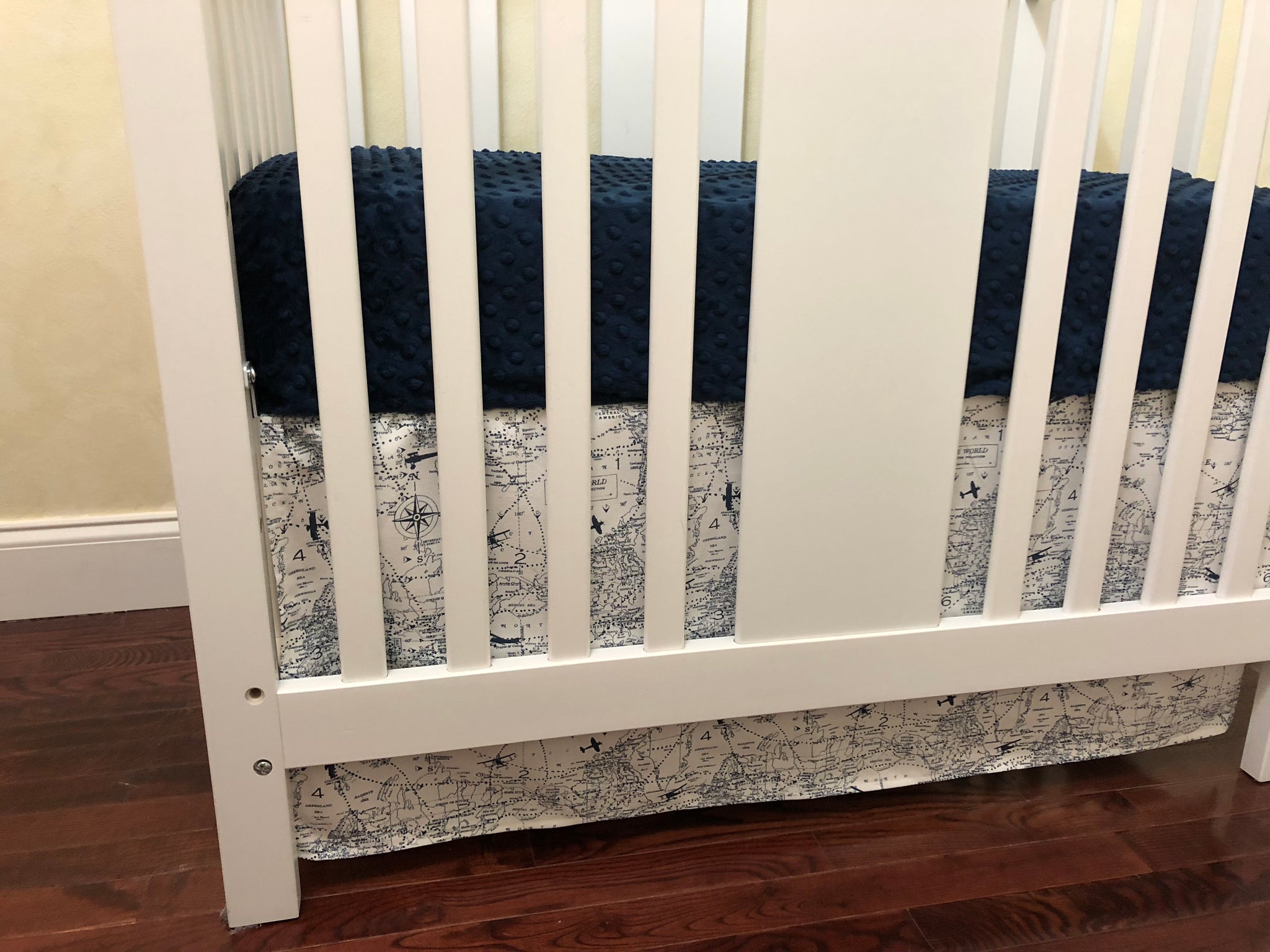 white mini crib skirt