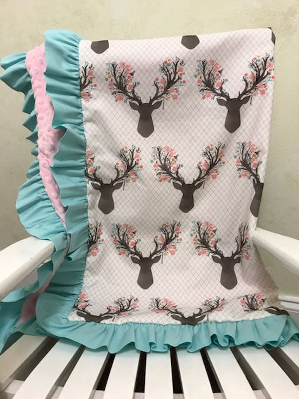 pink deer baby bedding