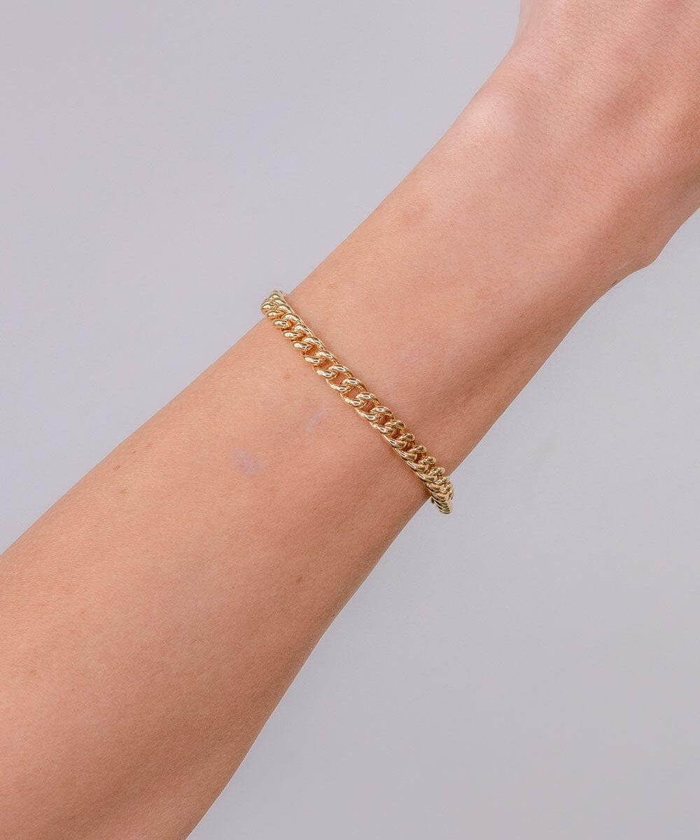 14K Gold Link Chain Diamond Adjustable Length Bracelet