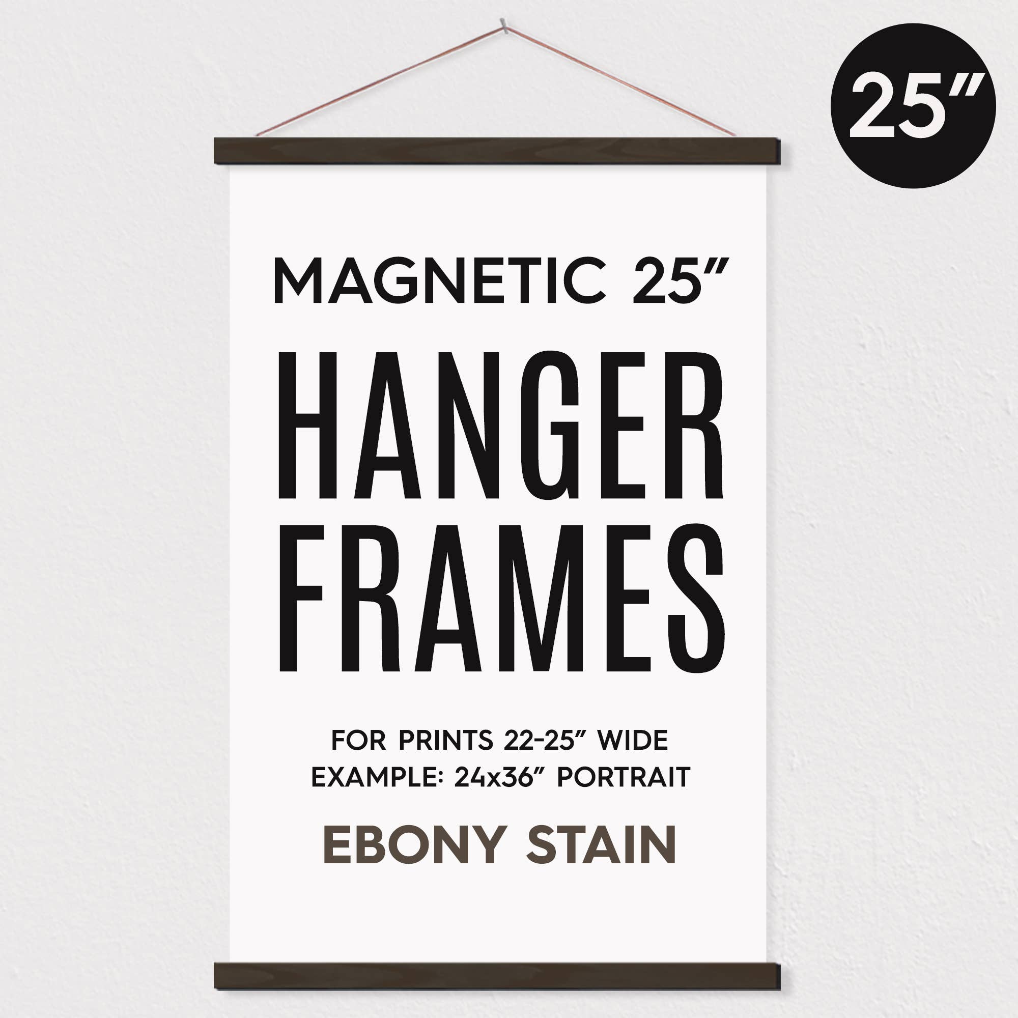 Hanger Frames - 25" MAGNETIC Poster Hanger Frame for 24x36" Portrait Print: Ebony Stain