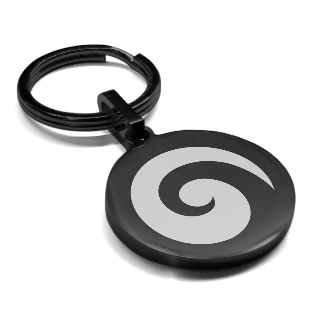 Stainless Steel Koru (Spiral) Maori Symbol Round Medallion Keychain Circle  Ring