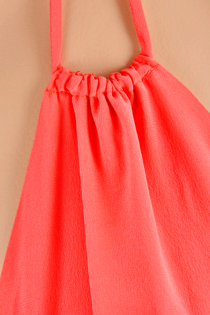 ALICE & TRIXIE VALERIA Coral Silk Halterneck Dress