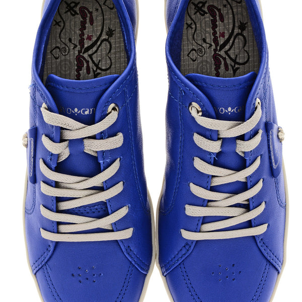 women's blue leather sneakers
