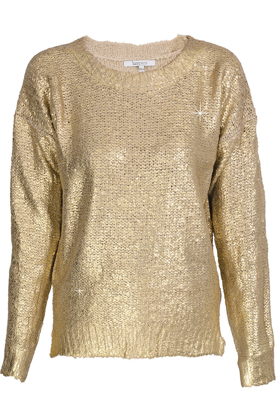 LUCY PARIS SIERA Metallic Gold Knitted Jumper PRETABEAUTE