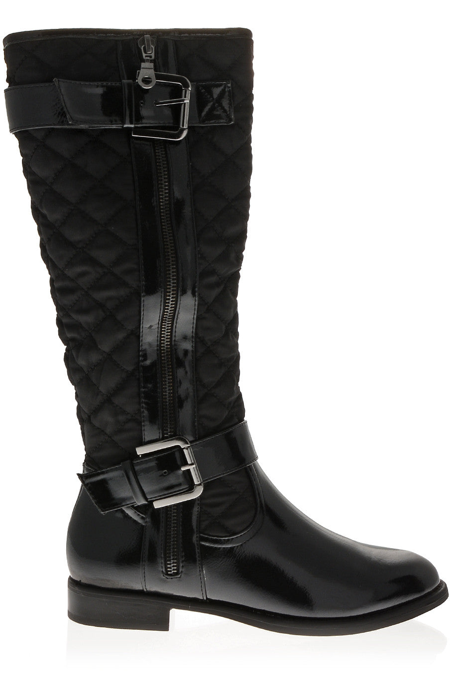 patent quilted boots