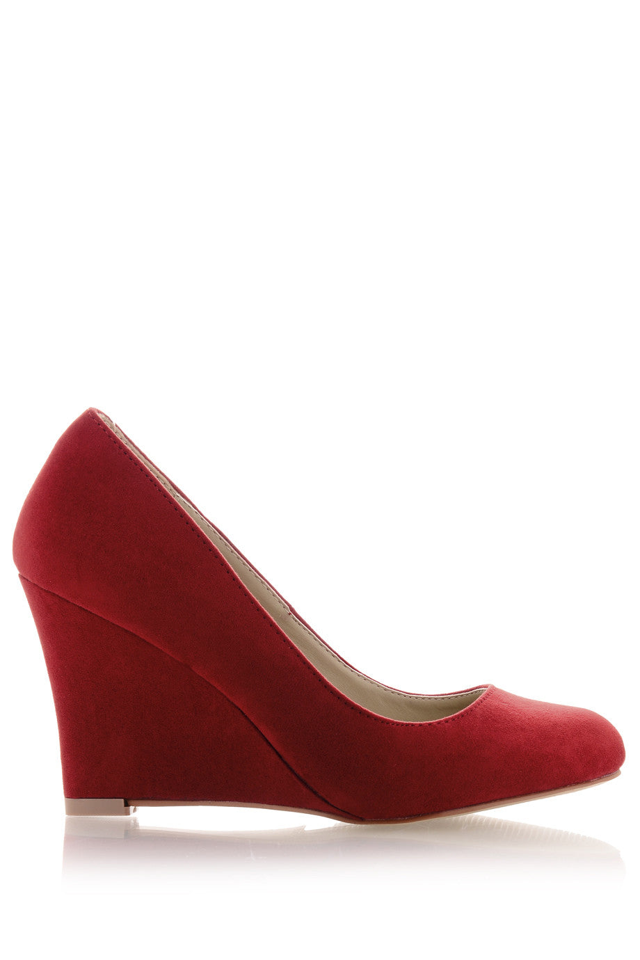 red suede wedge
