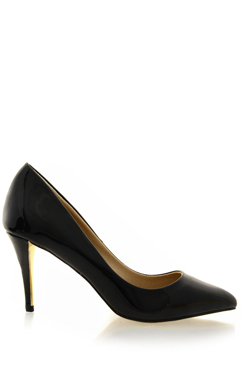 womens black patent court shoes