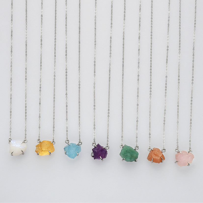 Buy Raw Gemstone Necklace, Stainless Steel Chain, Positivity Stone Online  in India - Etsy