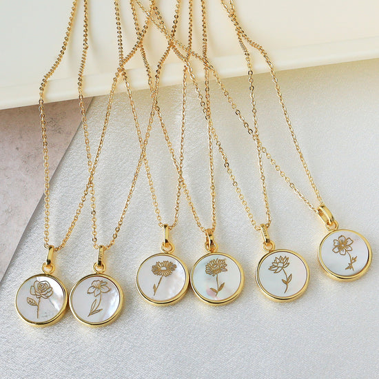 Wholesale Personalized Birth Month Flower Necklace, Mother Day