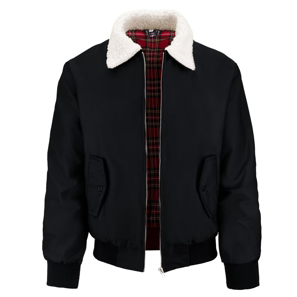 Download Mens Harrington Jacket with White Sherpa Collar - Black ...