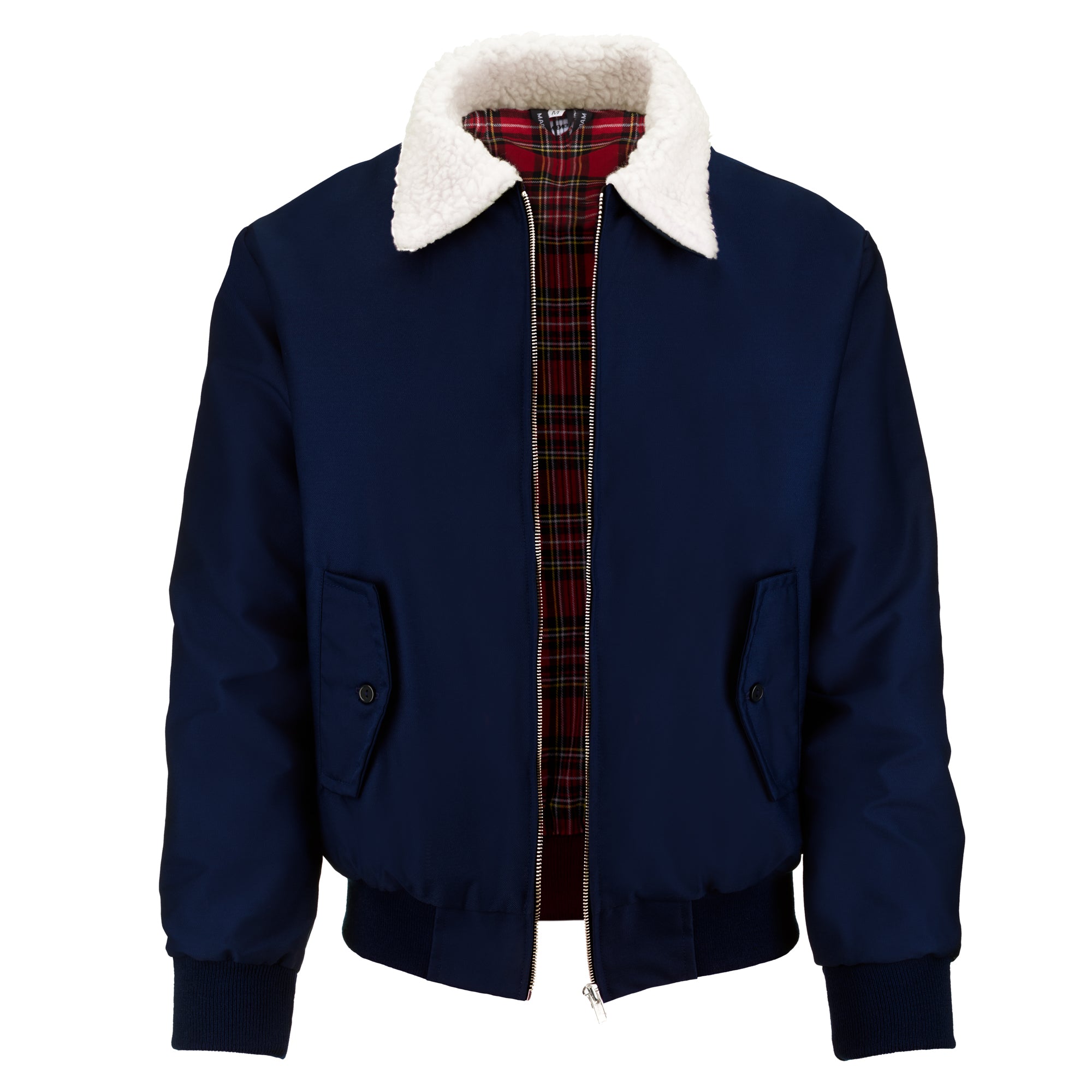 Download Mens Harrington Jacket with White Sherpa Collar - Navy ...