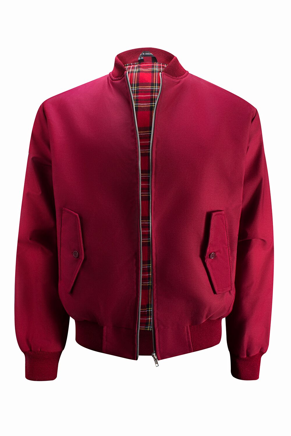 Download Mens Harrington Jacket with Ribbed Collar - Burgundy ...